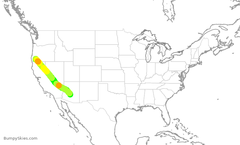 Turbulence forecast map for SKW6321, PHX to MFR