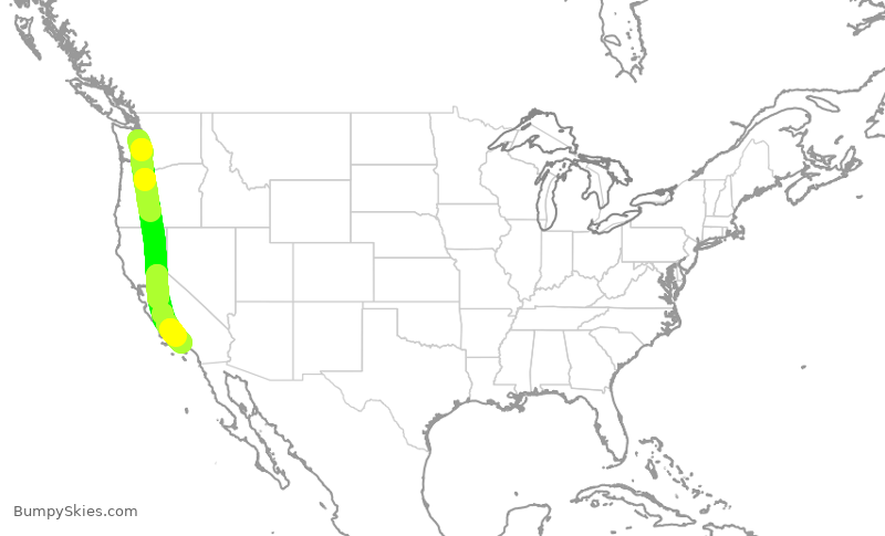 Turbulence forecast map for SKW6324, SEA to LAX
