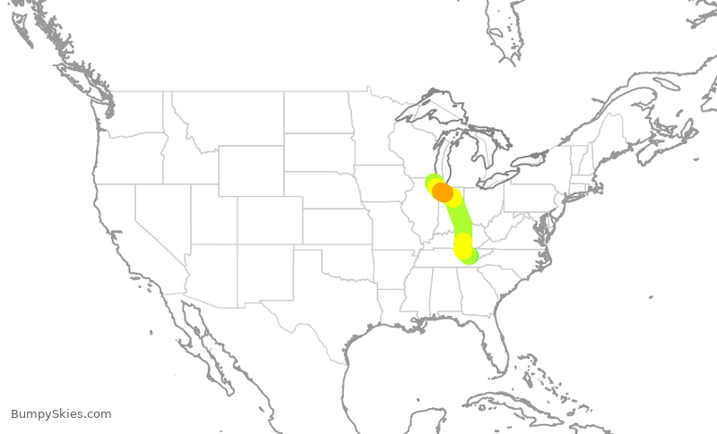 Turbulence forecast map for SKW6325, TYS to ORD