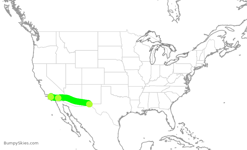 Turbulence forecast map for SKW6326, LAX to ELP