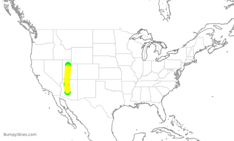 Turbulence forecast map for SKW6327, SLC to PHX