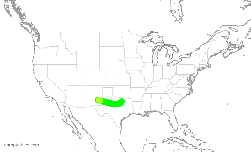 Turbulence forecast map for SKW6331, ROW to DFW