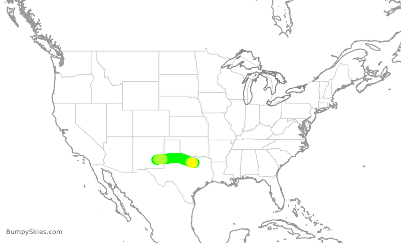 Turbulence forecast map for SKW6333, DFW to ROW