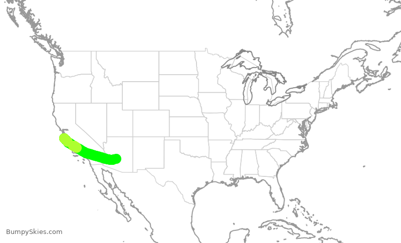 Turbulence forecast map for SKW6341, MRY to PHX
