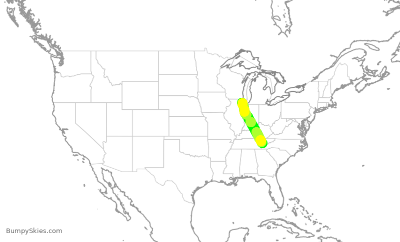 Turbulence forecast map for SKW6344, ORD to TYS