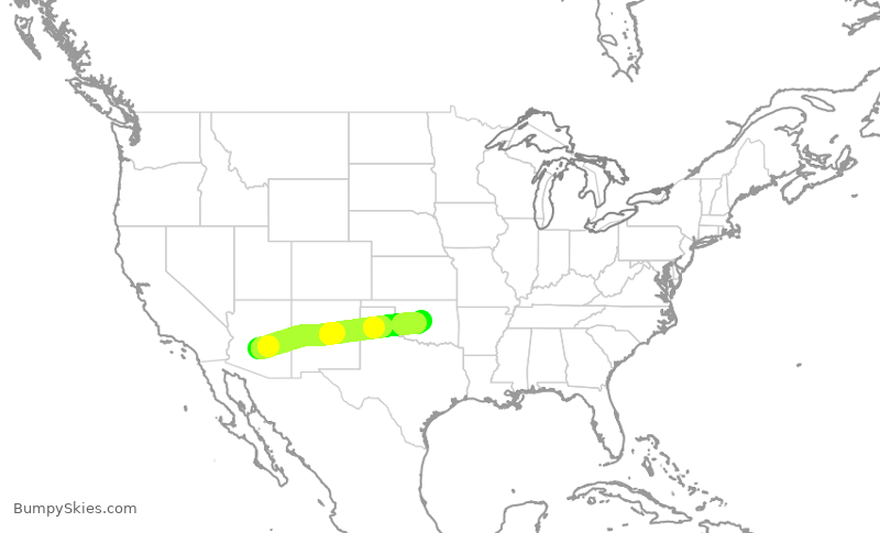 Turbulence forecast map for SKW6344, PHX to OKC