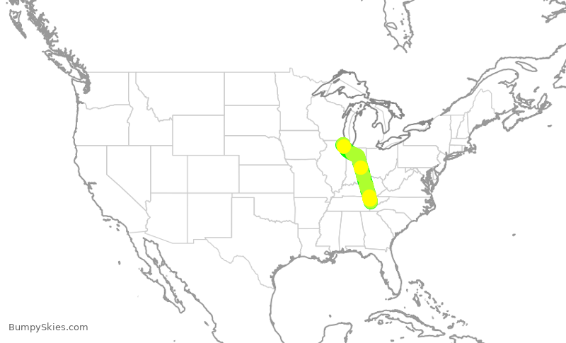 Turbulence forecast map for SKW6344, TYS to ORD