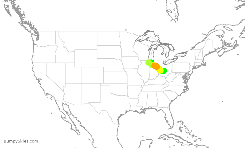 Turbulence forecast map for SKW6347, CMH to ORD