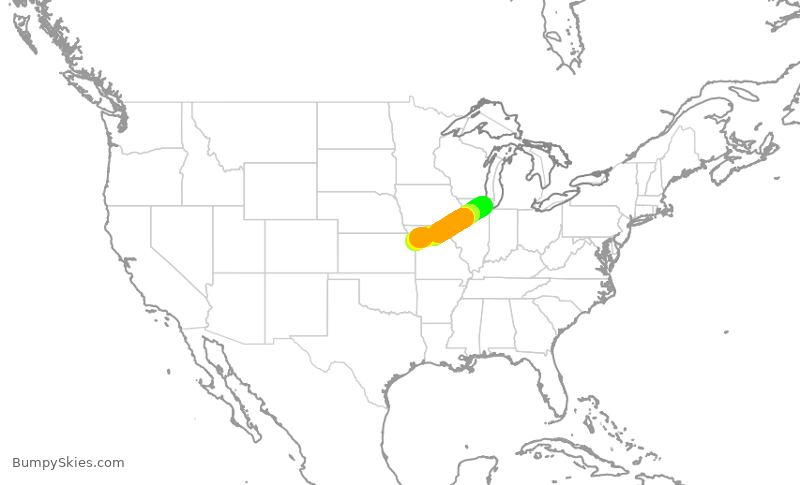 Turbulence forecast map for SKW6349, ORD to MCI