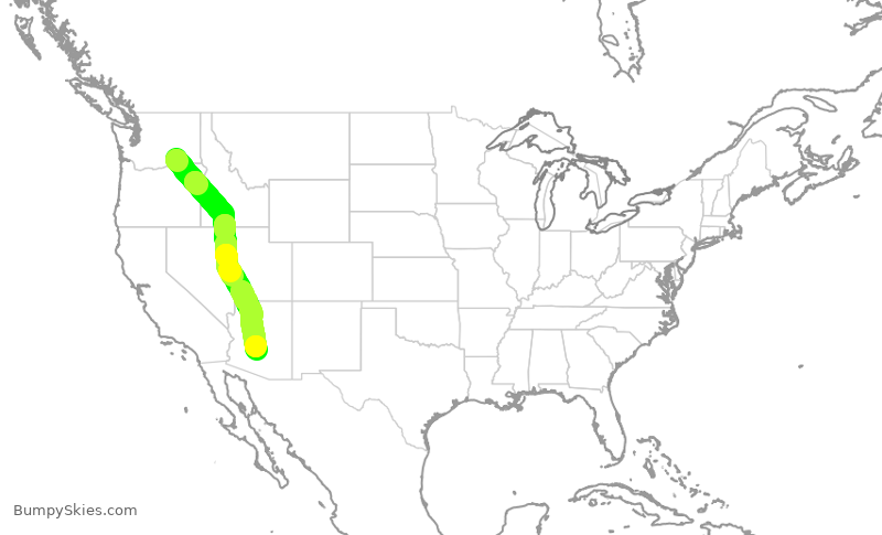 Turbulence forecast map for SKW6353, PSC to PHX