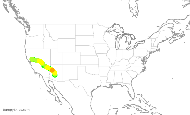 Turbulence forecast map for SKW6354, SMF to PHX