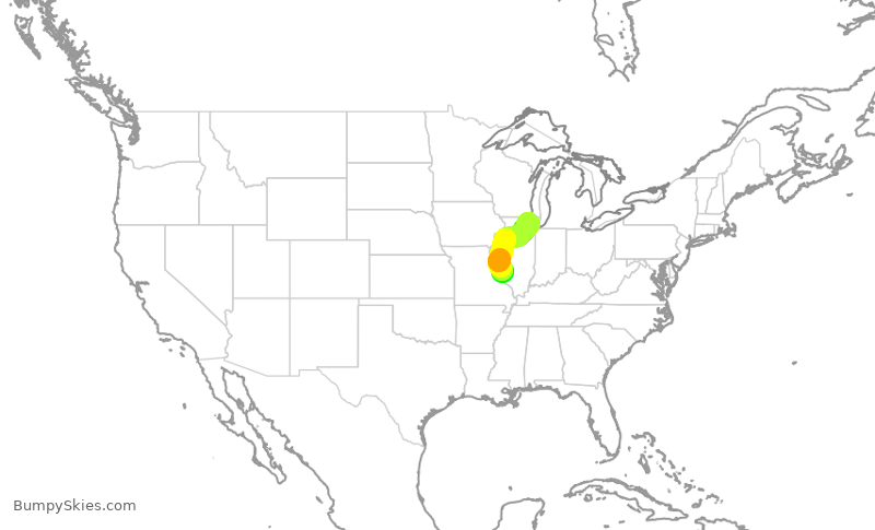 Turbulence forecast map for SKW6355, STL to ORD