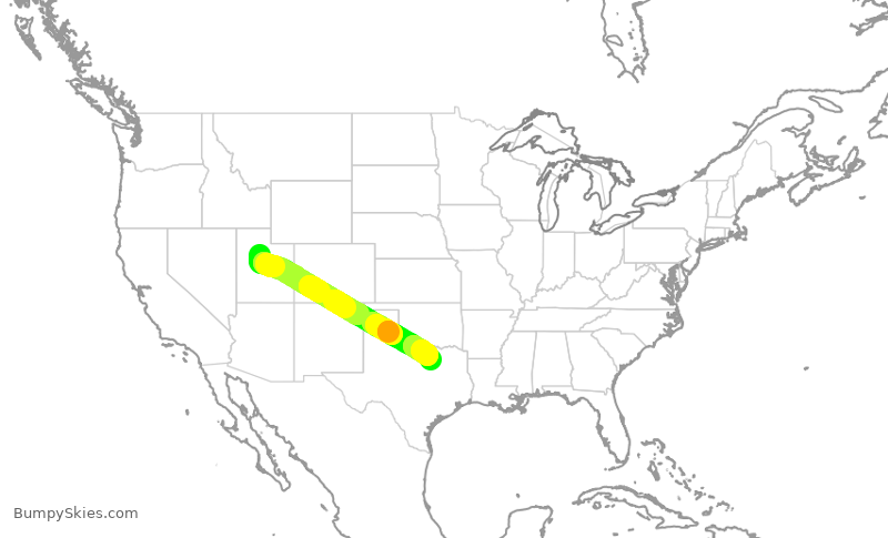 Turbulence forecast map for SKW6356, PVU to DFW