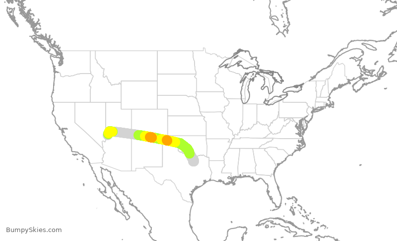 Turbulence forecast map for SKW6359, DFW to SGU