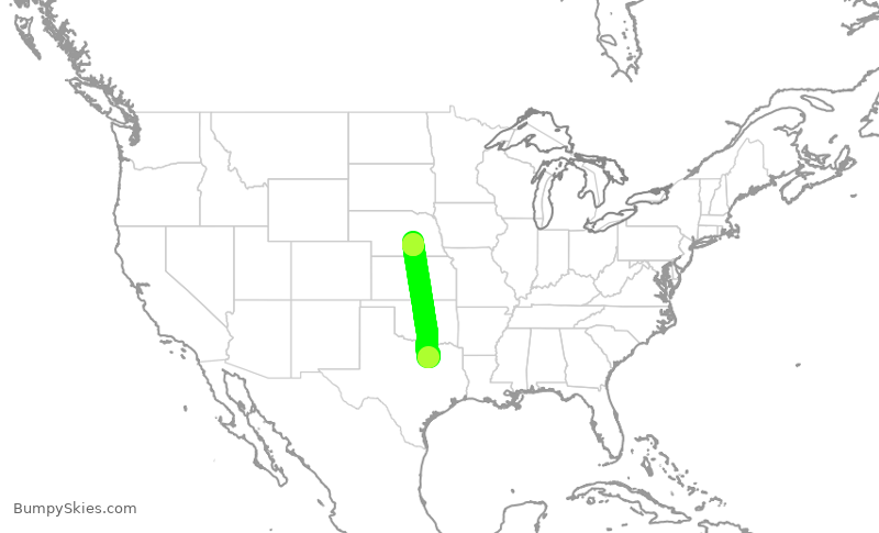 Turbulence forecast map for SKW6361, DFW to GRI