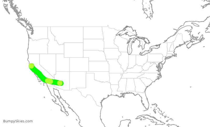 Turbulence forecast map for SKW6361, PHX to STS