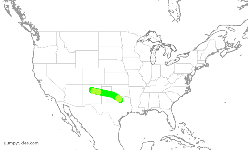 Turbulence forecast map for SKW6364, SAF to DFW