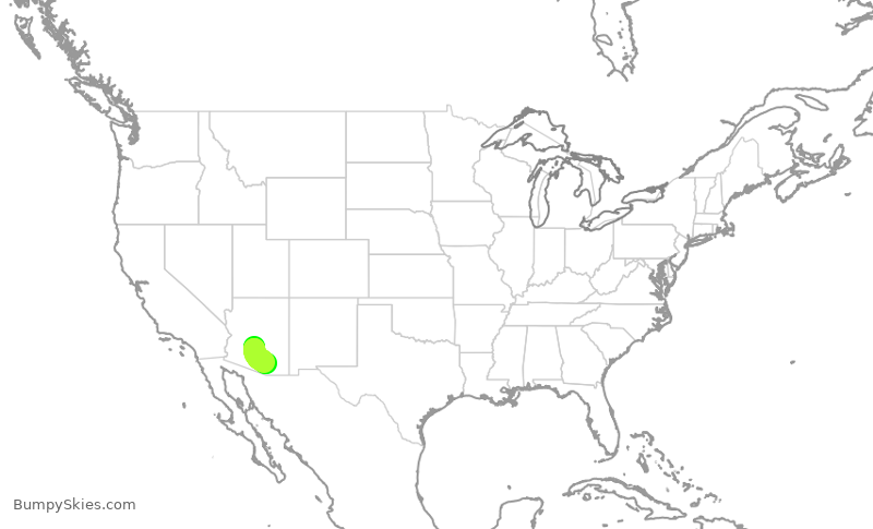 Turbulence forecast map for SKW6370, PHX to TUS