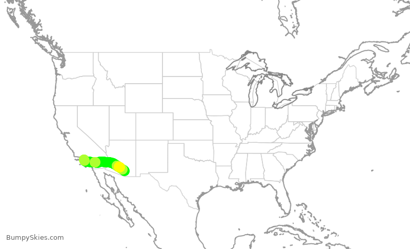 Turbulence forecast map for SKW6372, LAX to TUS