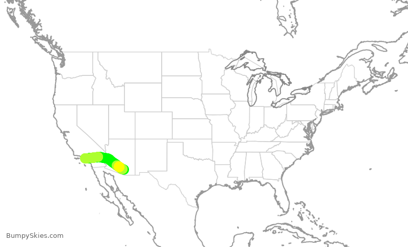 Turbulence forecast map for SKW6372, TUS to LAX