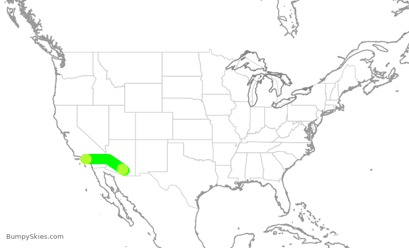 Turbulence forecast map for SKW6376, TUS to LAX