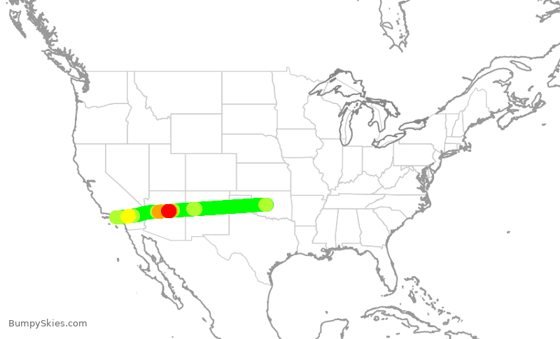 Turbulence forecast map for SKW6378, OKC to LAX