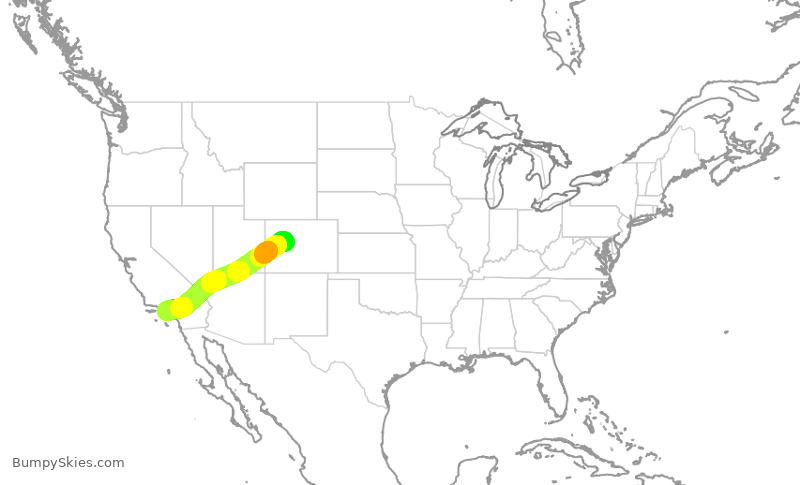 Turbulence forecast map for SKW6387, ASE to LAX