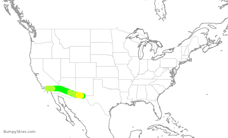 Turbulence forecast map for SKW6387, ELP to LAX