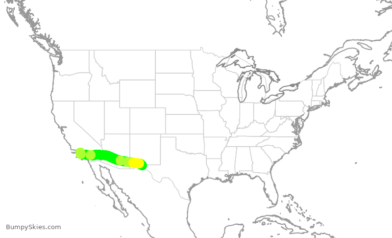 Turbulence forecast map for SKW6387, LAX to ELP