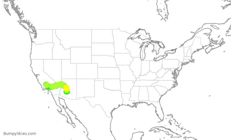 Turbulence forecast map for SKW6394, BFL to PHX