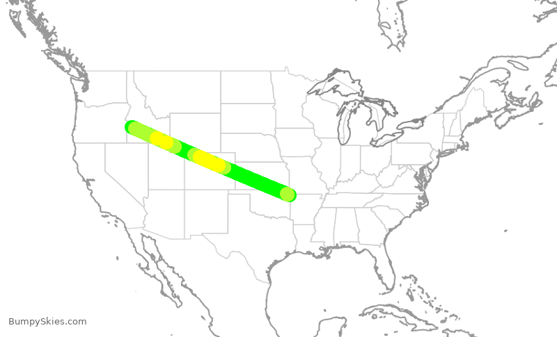 Turbulence forecast map for SKW639, XNA to BOI