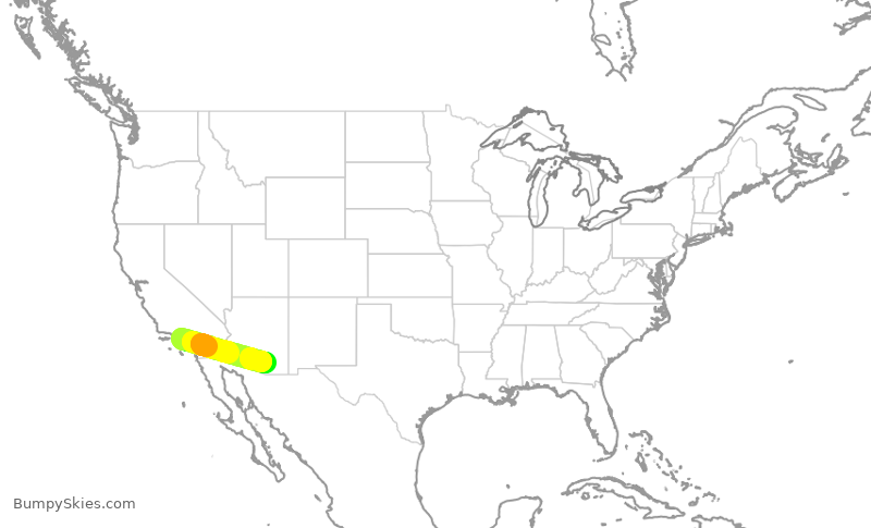 Turbulence forecast map for SKW6408, LAX to TUS