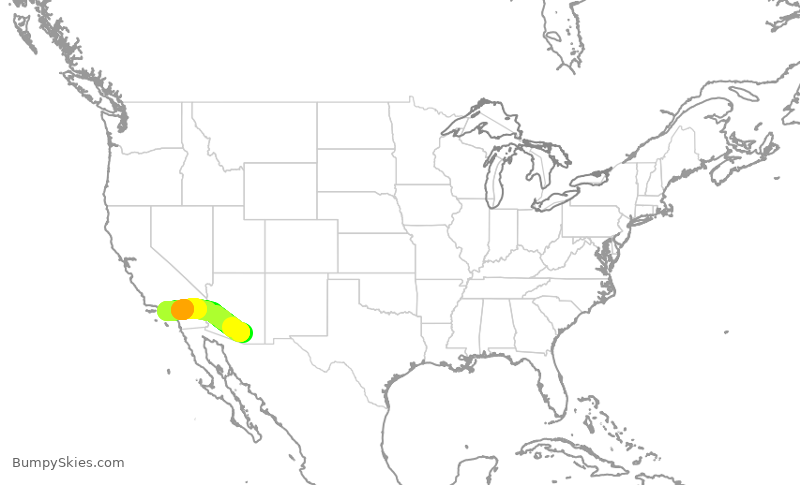Turbulence forecast map for SKW6408, TUS to LAX