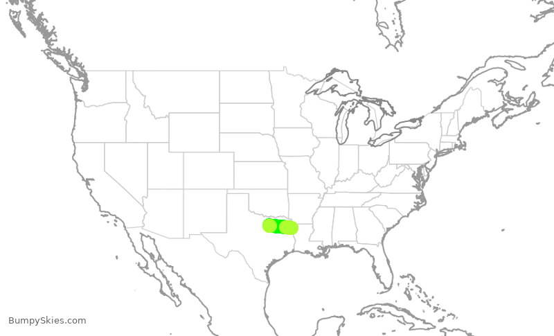 Turbulence forecast map for SKW6410, DFW to SHV