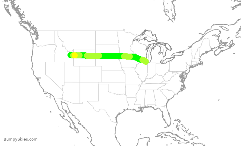 Turbulence forecast map for SKW6411, IDA to ORD