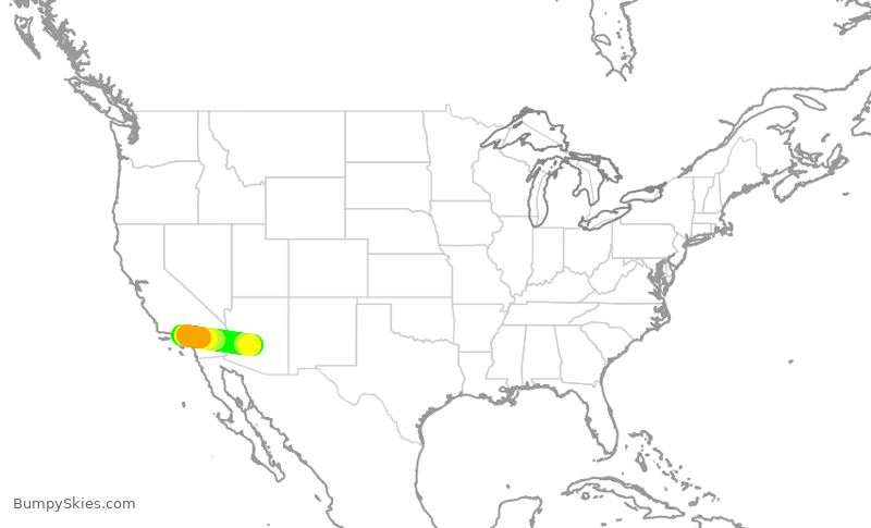 Turbulence forecast map for SKW6415, BUR to PHX