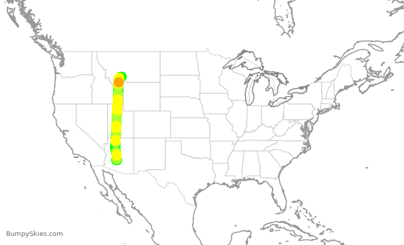 Turbulence forecast map for SKW6416, BZN to PHX