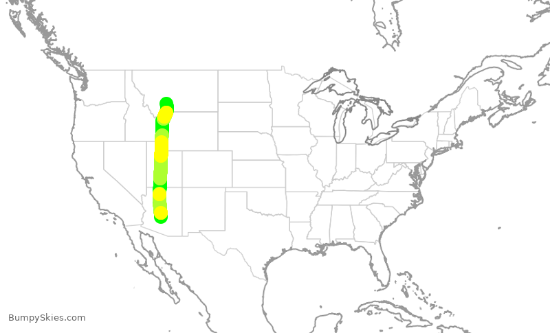 Turbulence forecast map for SKW6416, PHX to BZN