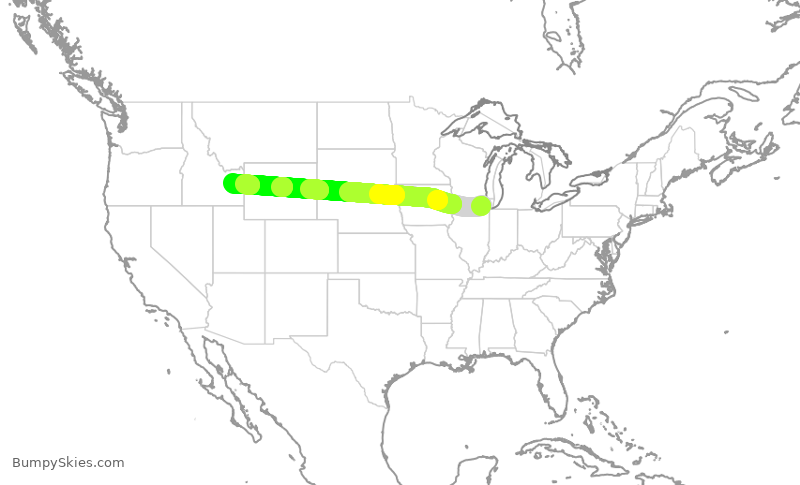 Turbulence forecast map for SKW6417, ORD to IDA