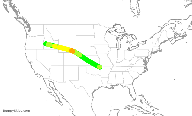 Turbulence forecast map for SKW641, XNA to BOI