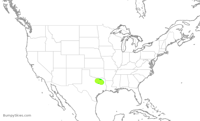 Turbulence forecast map for SKW6420, DFW to TYR