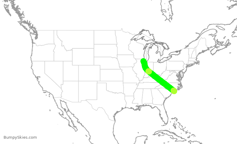 Turbulence forecast map for SKW6423, ORD to ILM