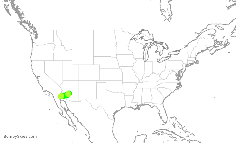 Turbulence forecast map for SKW6425, PHX to NYL
