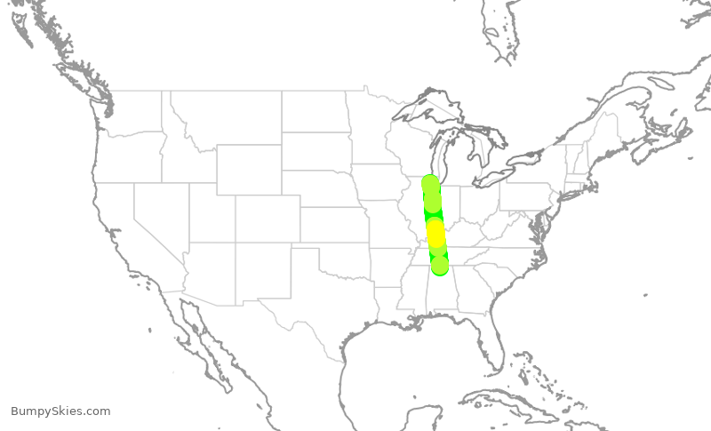 Turbulence forecast map for SKW6426, ORD to HSV