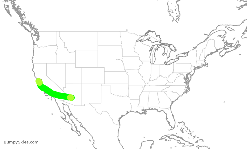 Turbulence forecast map for SKW6430, PHX to SFO