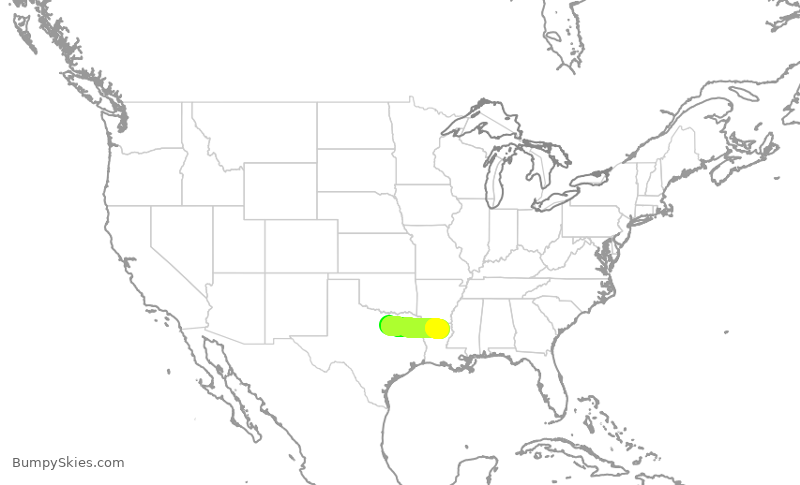 Turbulence forecast map for SKW6437, DFW to MLU
