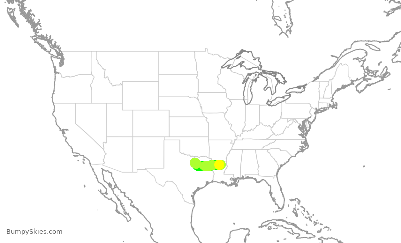 Turbulence forecast map for SKW6437, MLU to DFW