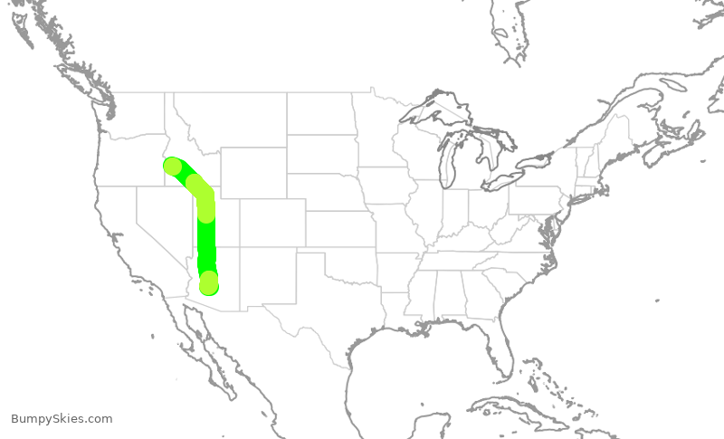 Turbulence forecast map for SKW6439, BOI to PHX