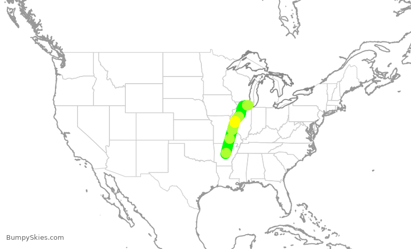 Turbulence forecast map for SKW6439, LIT to ORD