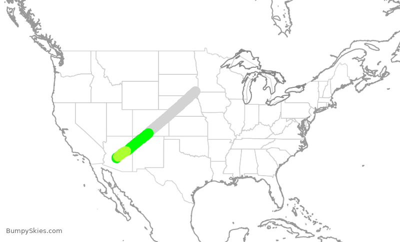 Turbulence forecast map for SKW6442, FSD to PHX